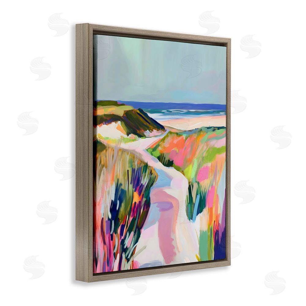 The Prints Vibe Pathway Through Pastel Sand Dunes Brown Floating Framed Canvas Wall Art