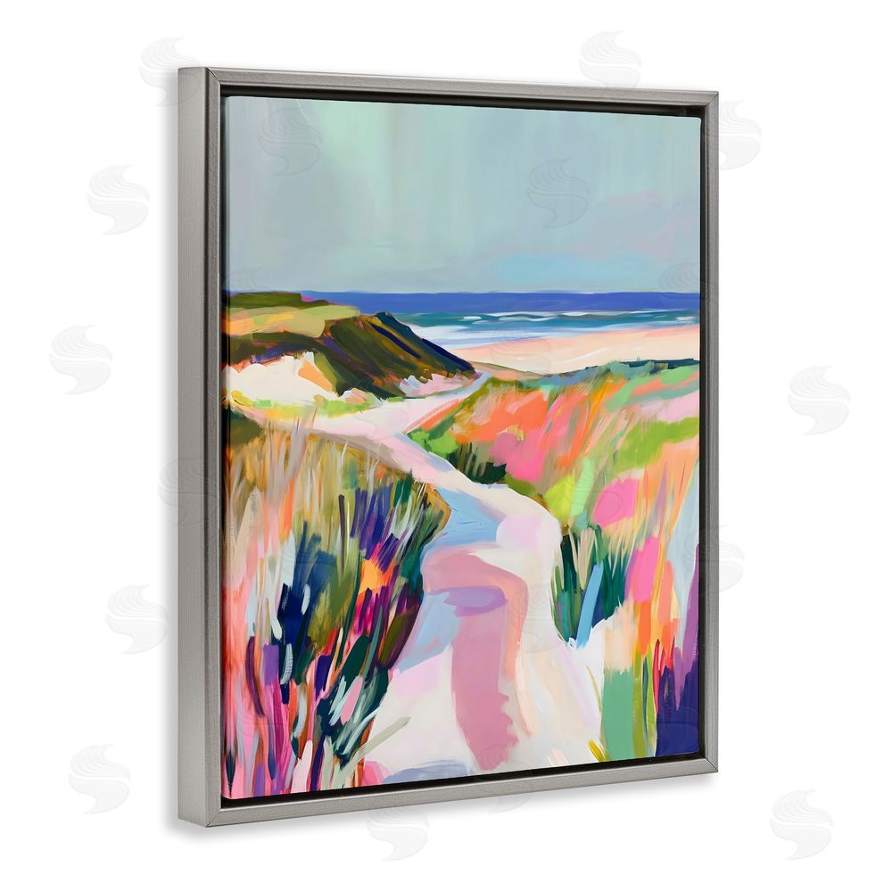 The Prints Vibe Pathway Through Pastel Sand Dunes Gray Floating Framed Canvas Wall Art