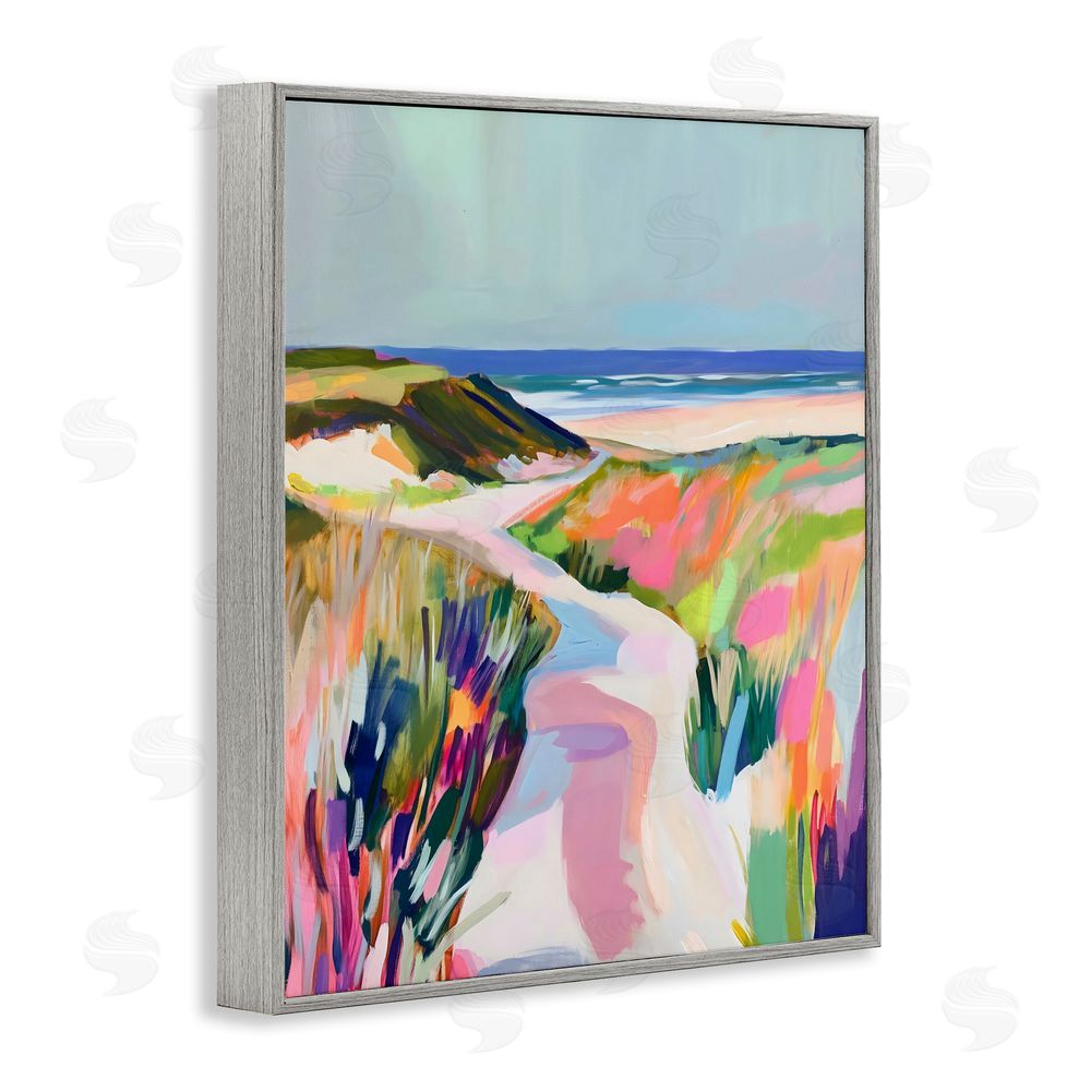 The Prints Vibe Pathway Through Pastel Sand Dunes Gray Framed Giclee Wall Art