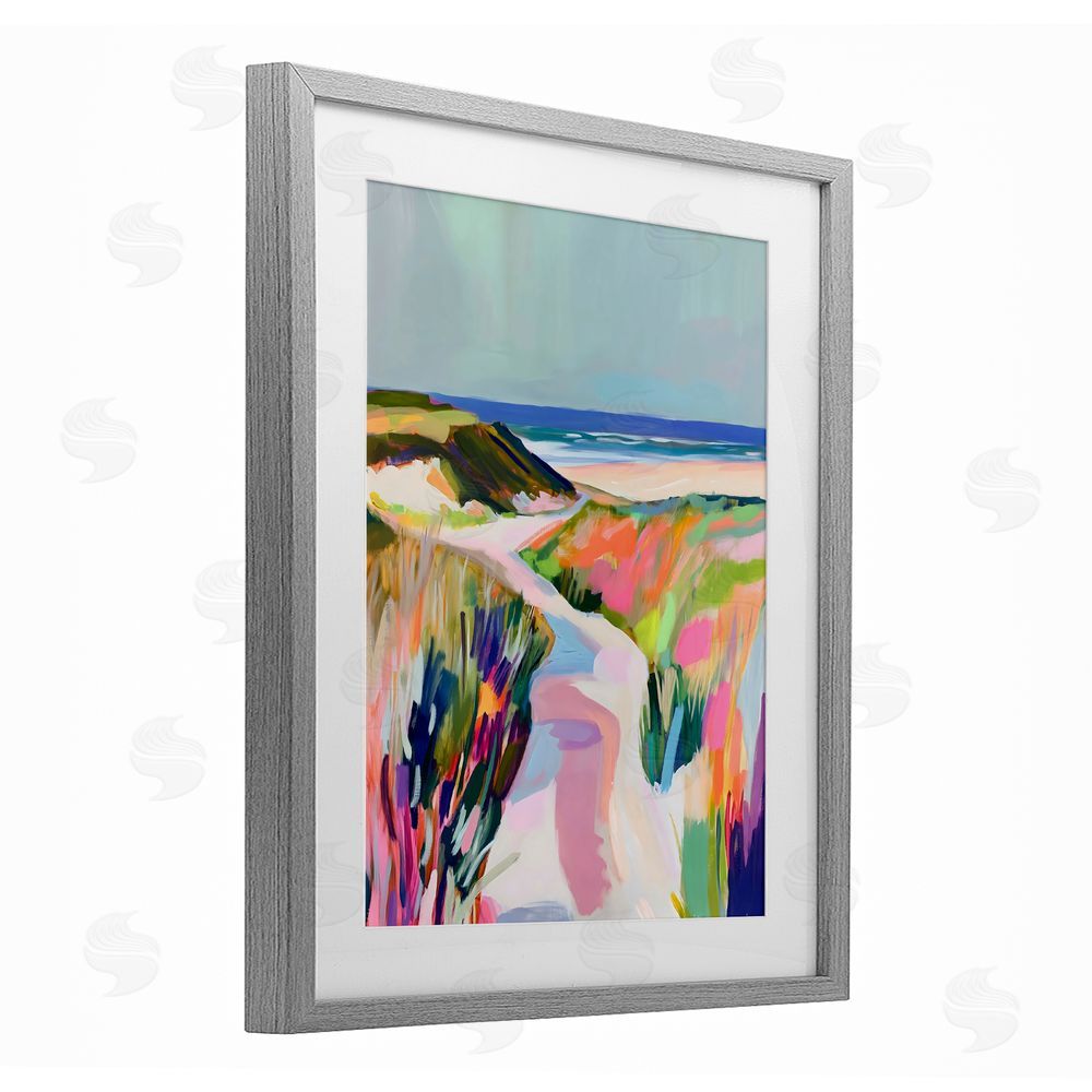 The Prints Vibe Pathway Through Pastel Sand Dunes Gray Framed Print Under Glass Wall Art