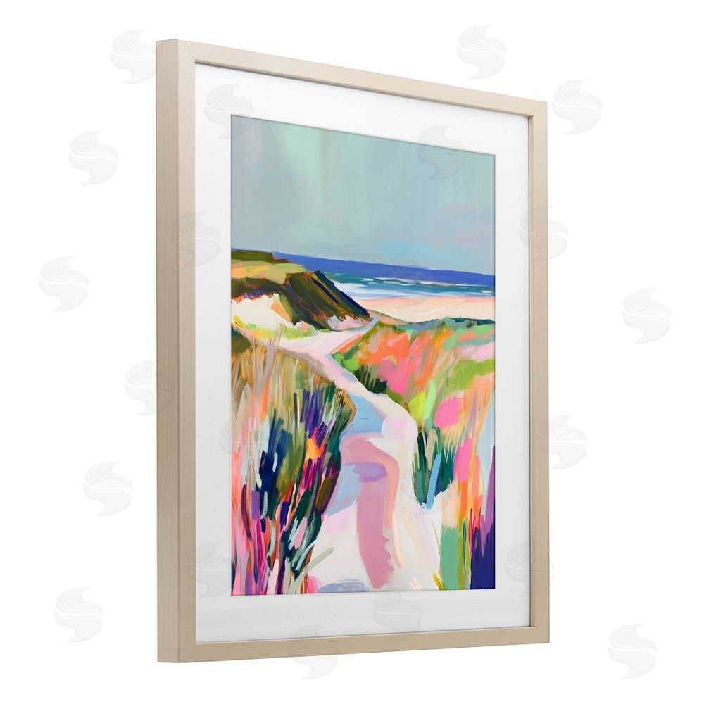 The Prints Vibe Pathway Through Pastel Sand Dunes Brown Framed Print Under Glass Wall Art