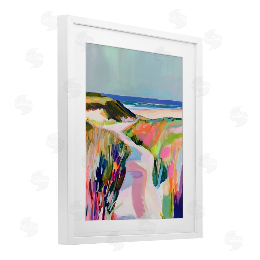 The Prints Vibe Pathway Through Pastel Sand Dunes White Framed Print Under Glass Wall Art