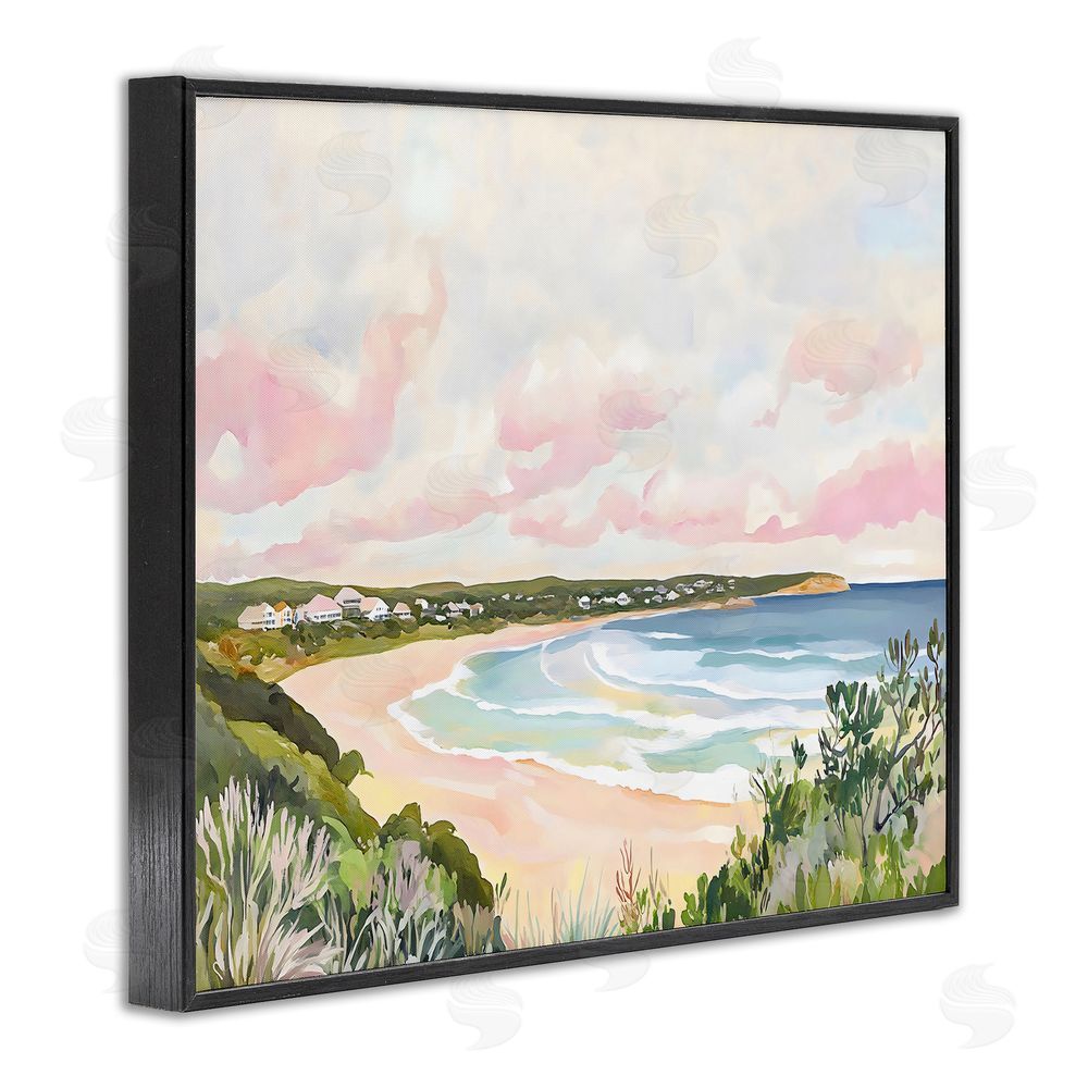 The Prints Vibe Serene Sunset Beach Panorama Black Framed Giclee Wall Art Print