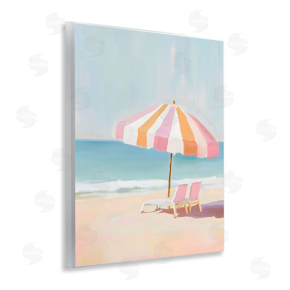 The Prints Vibe Striped Umbrella & Chairs Wall Plaque Printed Art