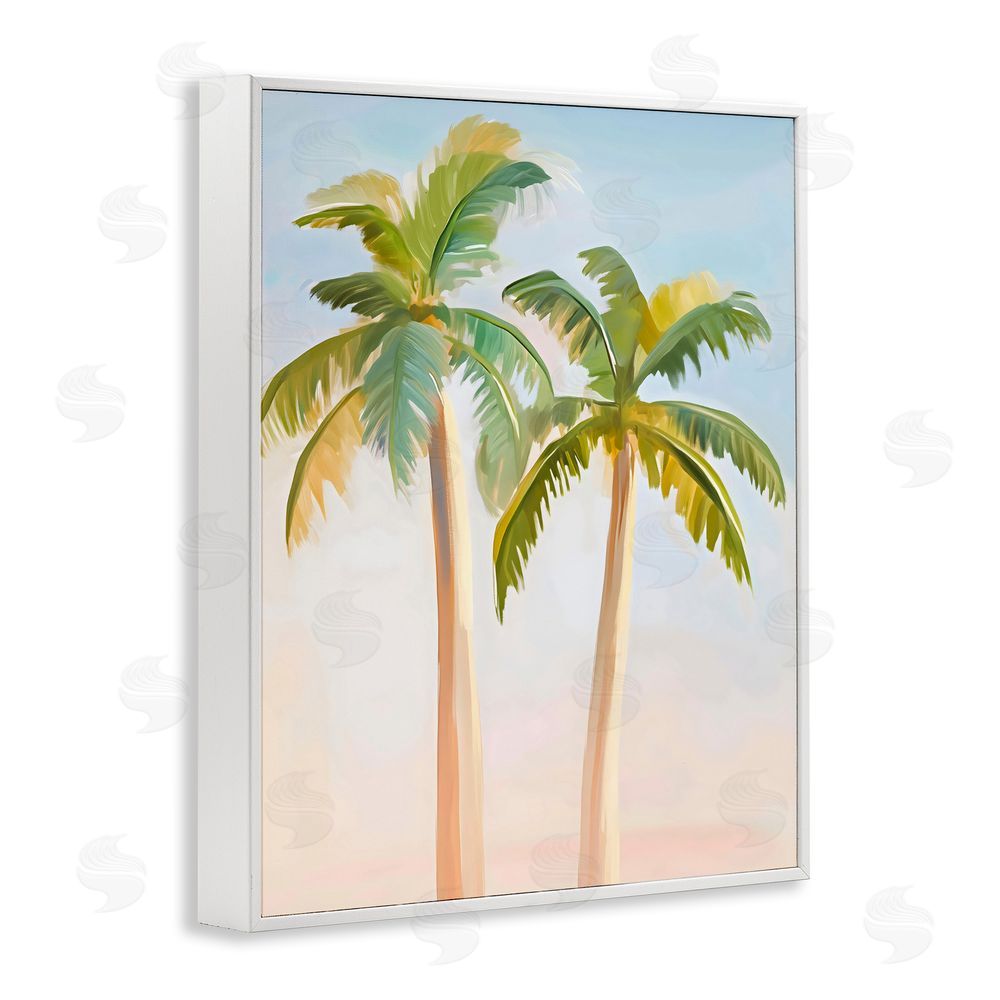 The Prints Vibe Tropical Palm Twins at Sunrise White Framed Giclee Wall Art Print