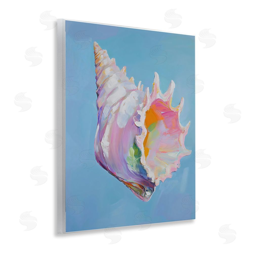 The Prints Vibe Pastel Hued Conch on Blue Wall Plaque Home Decor Art Print