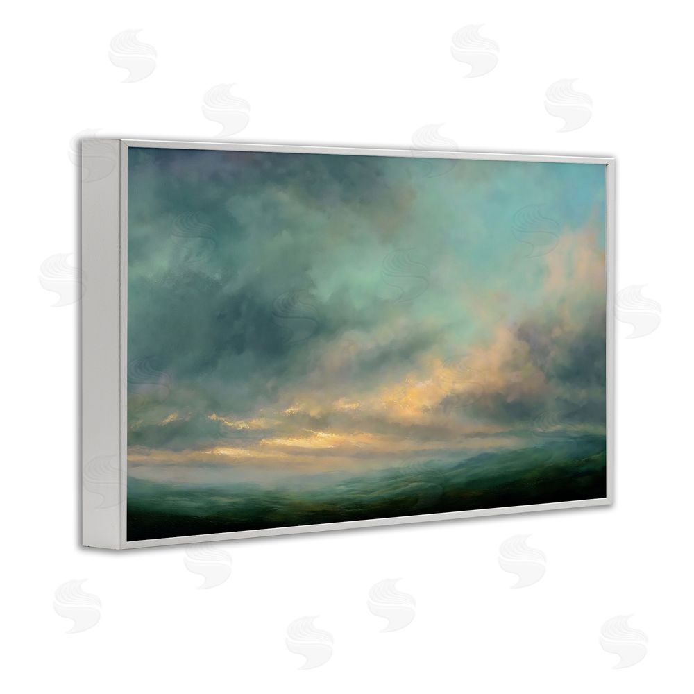 Petal Prints Design Blue Toned Golden Hour White Framed Giclee Wall Art Print