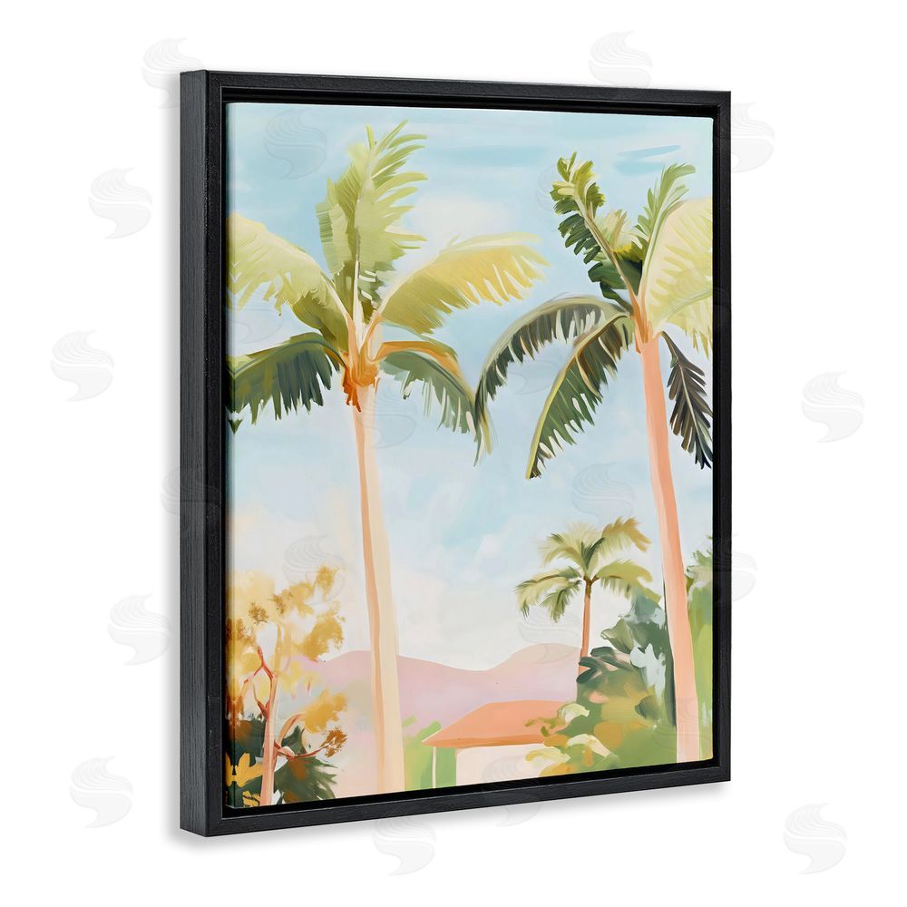 The Prints Vibe Rising Above Tropical Palms Black Floating Framed Canvas Wall Art