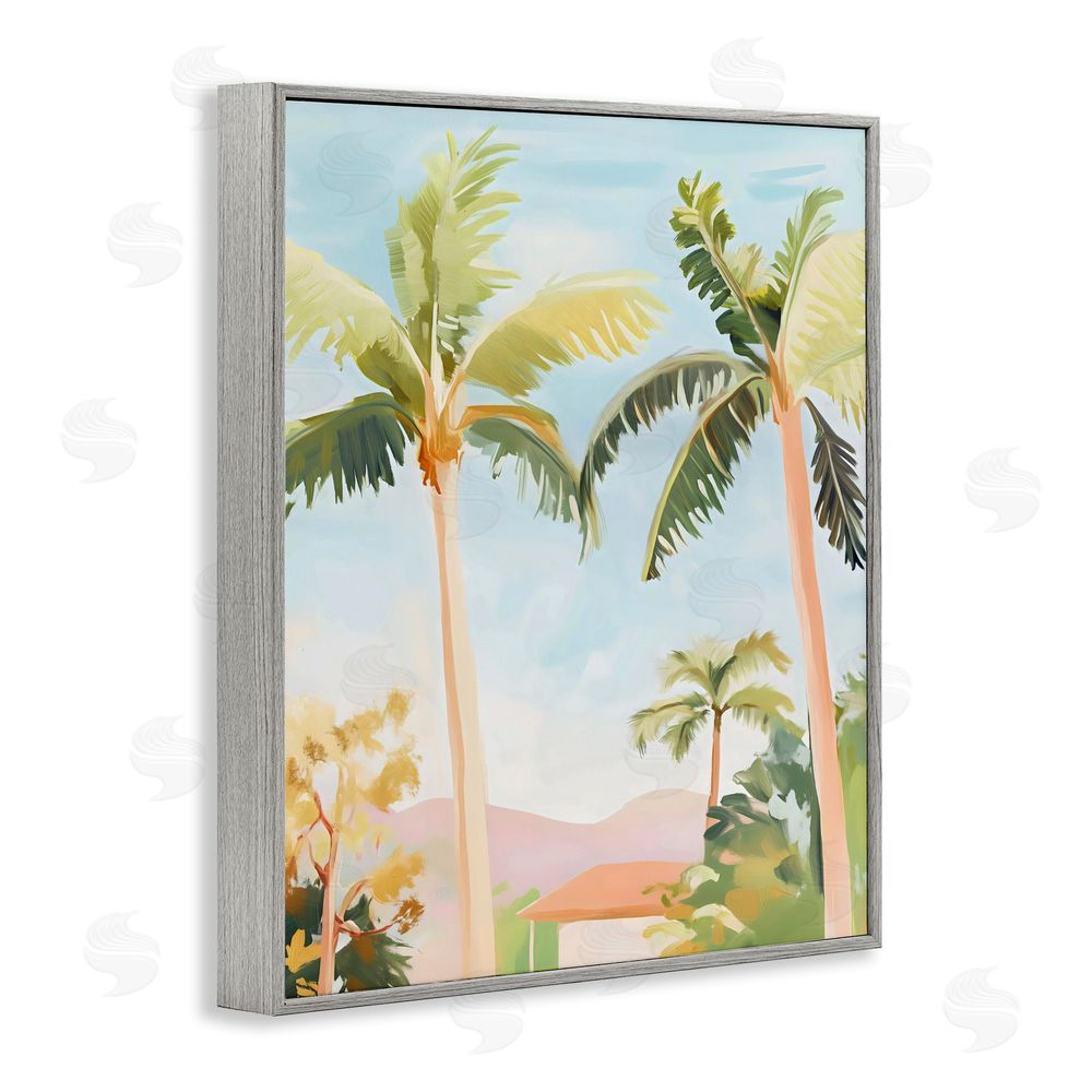 The Prints Vibe Rising Above Tropical Palms Gray Framed Giclee Wall Art