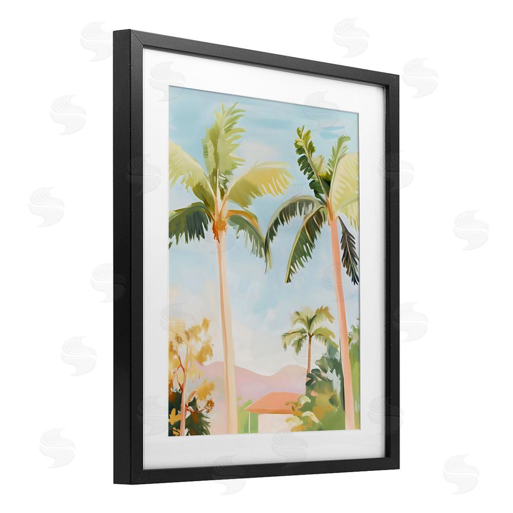The Prints Vibe Rising Above Tropical Palms Black Framed Print Under Glass Wall Art
