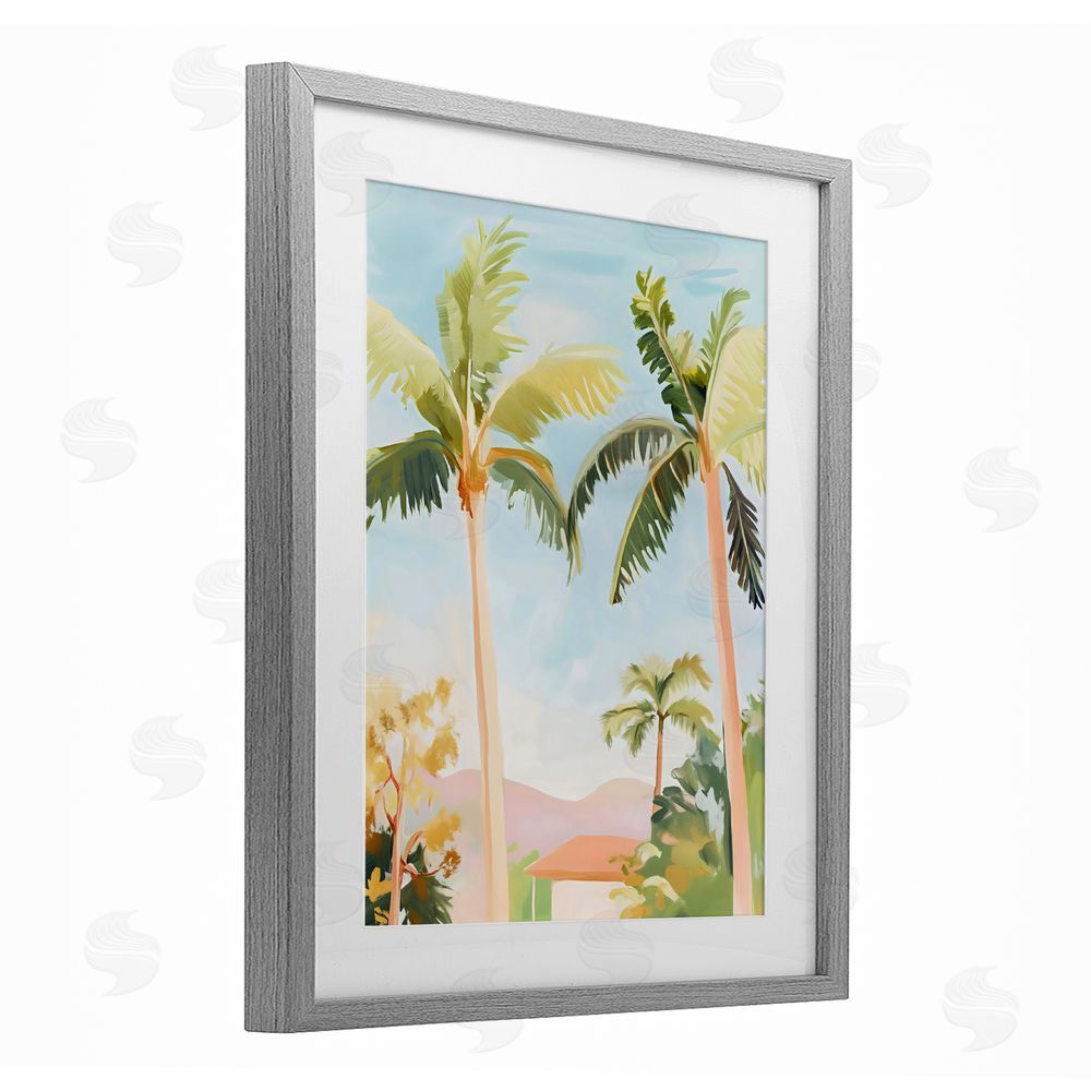 The Prints Vibe Rising Above Tropical Palms Gray Framed Print Under Glass Wall Art