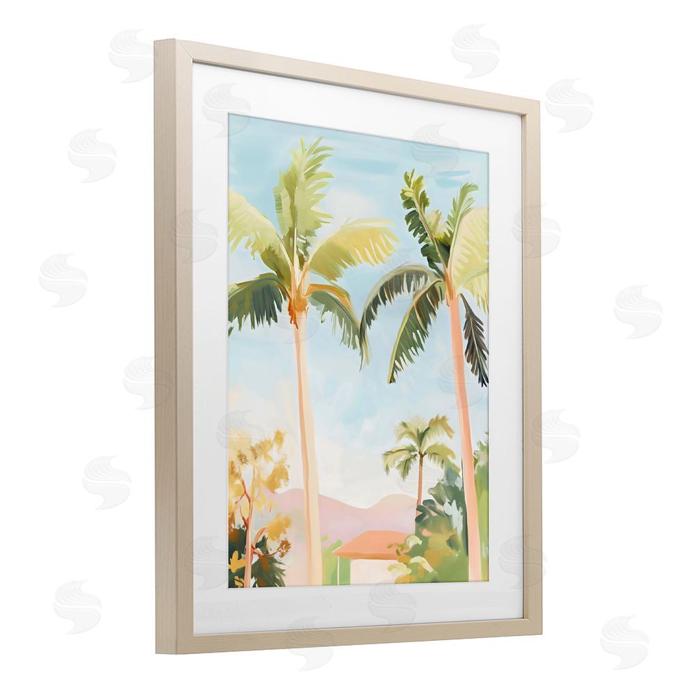 The Prints Vibe Rising Above Tropical Palms Brown Framed Print Under Glass Wall Art