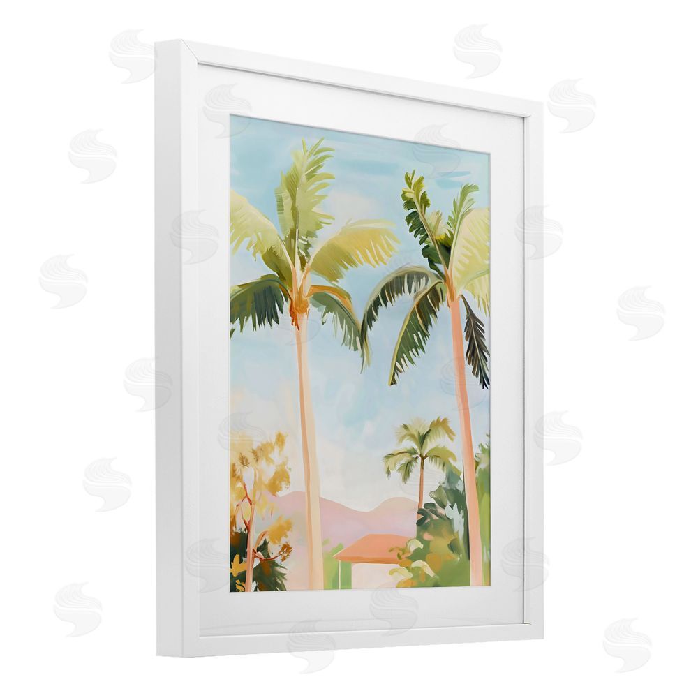 The Prints Vibe Rising Above Tropical Palms White Framed Print Under Glass Wall Art