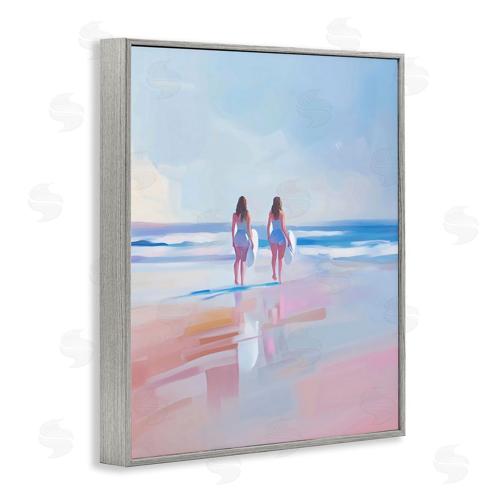 The Prints Vibe Heading To Surf at Dawn Gray Framed Giclee Wall Art