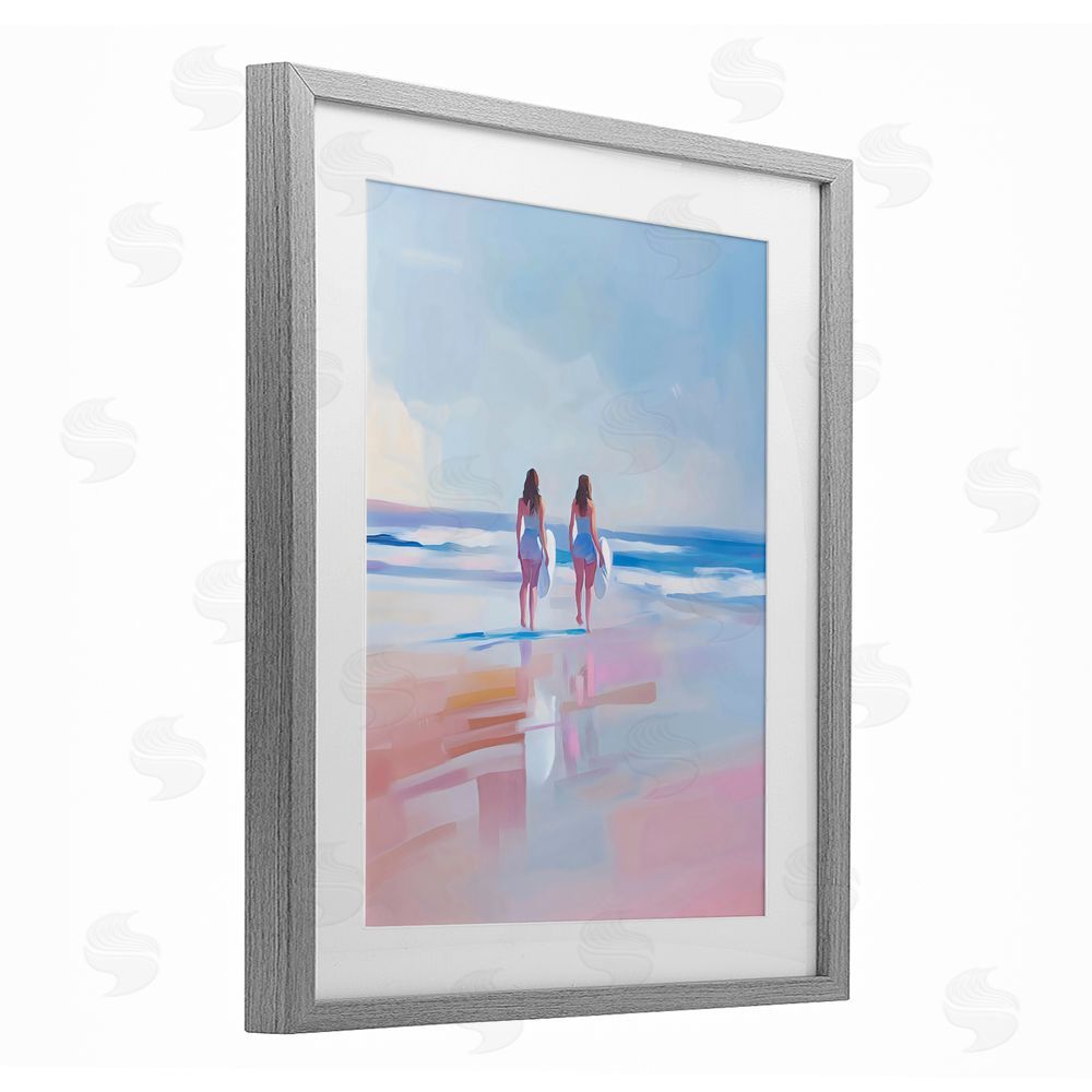 The Prints Vibe Heading To Surf at Dawn Gray Framed Print Under Glass Wall Art