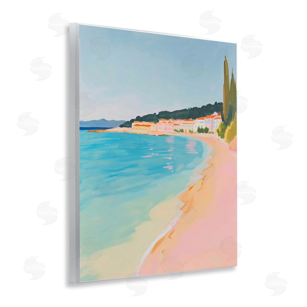 The Prints Vibe Abstract Village By The Sea Wall Plaque Art Print with White Foil Wrap