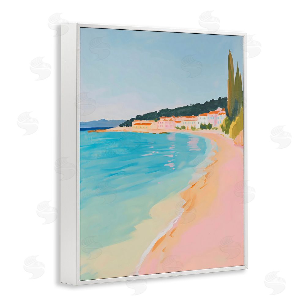 The Prints Vibe Abstract Village By The Sea White Framed Giclee Wall Art Print