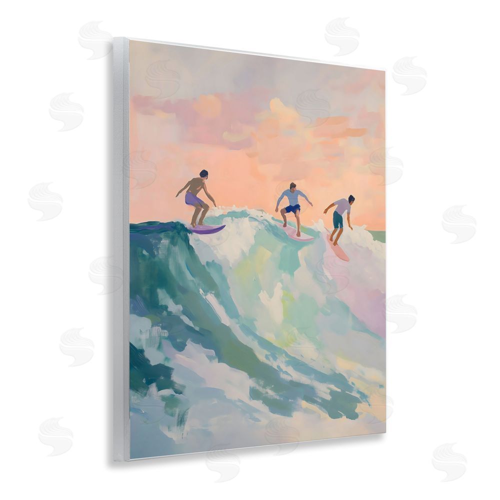 The Prints Vibe Group of Surfers at Sunset Wall Plaque Home Decor Art Print