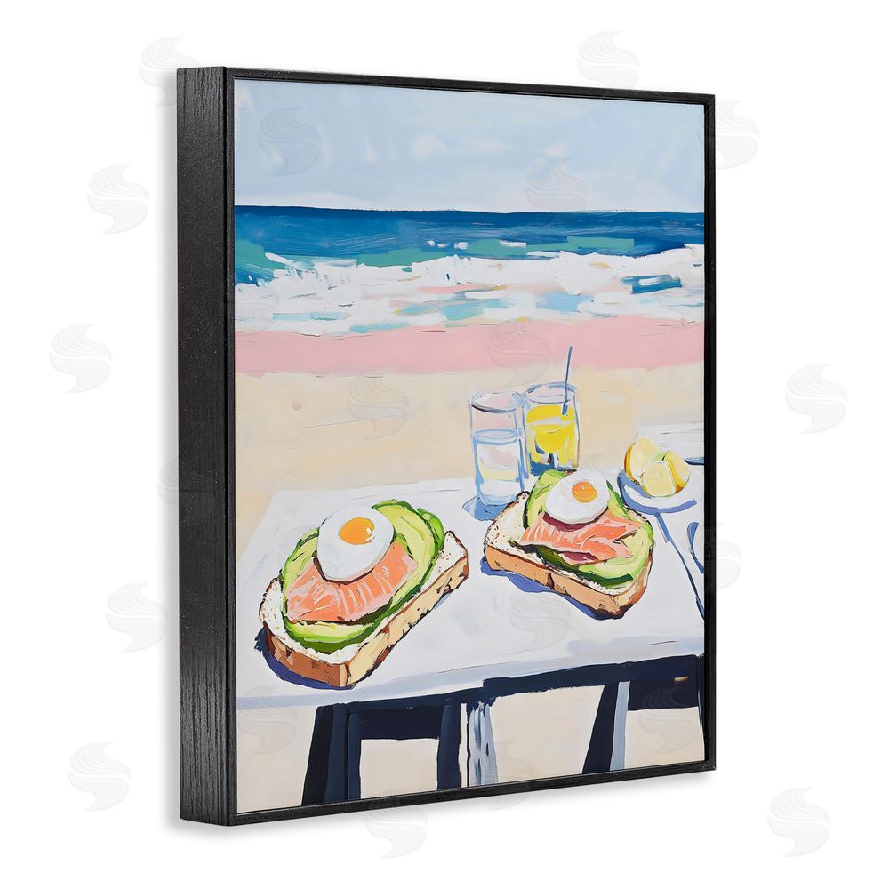 The Prints Vibe Avocado Toast at Beach Black Framed Giclee Wall Art Print