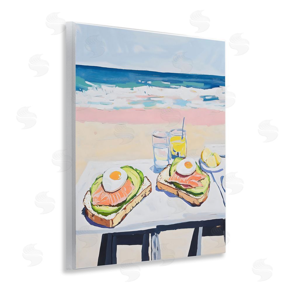 The Prints Vibe Avocado Toast at Beach Wall Plaque Art Print with White Foil Wrap