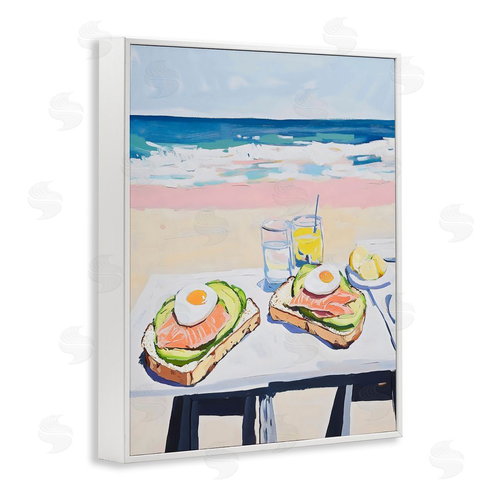 The Prints Vibe Avocado Toast at Beach White Framed Giclee Wall Art Print