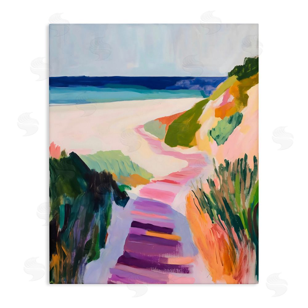 The Prints Vibe Pastel Beach Pathway to Shore Stretched Canvas Wall Art