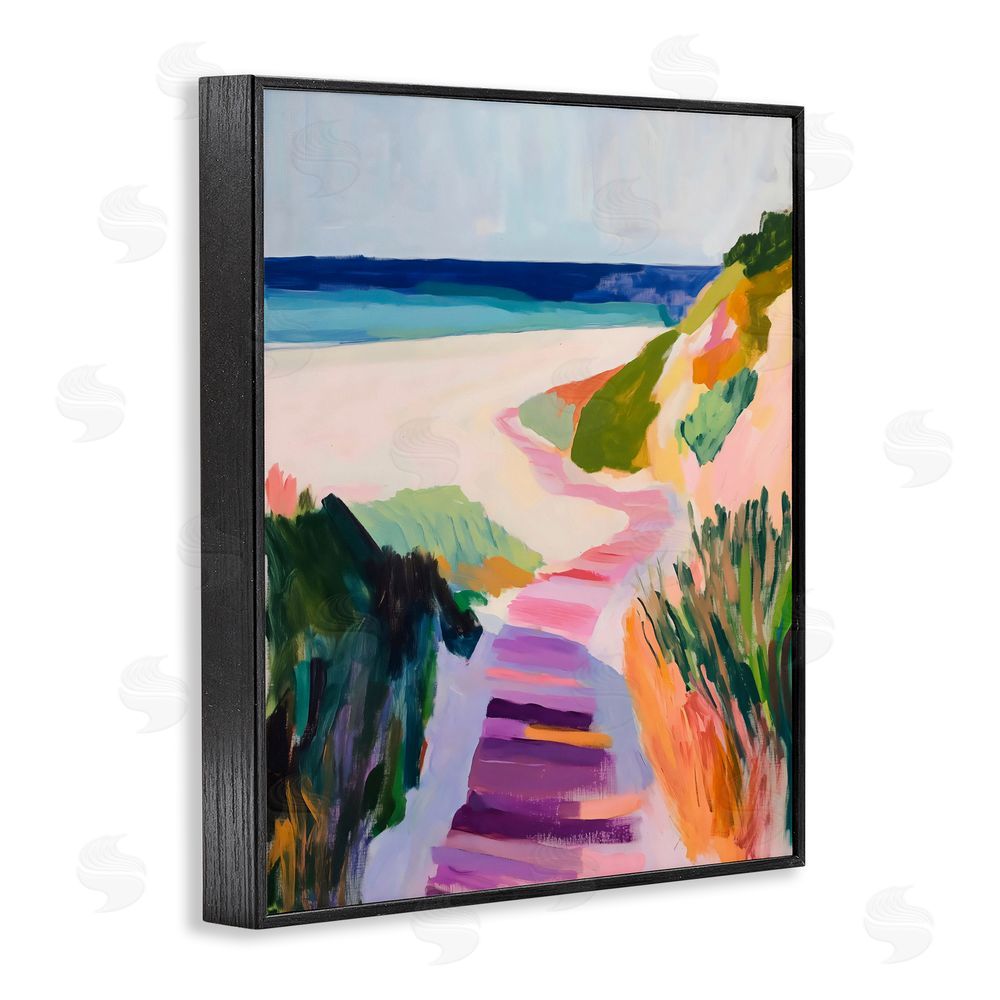 The Prints Vibe Pastel Beach Pathway to Shore Black Framed Giclee Wall Art