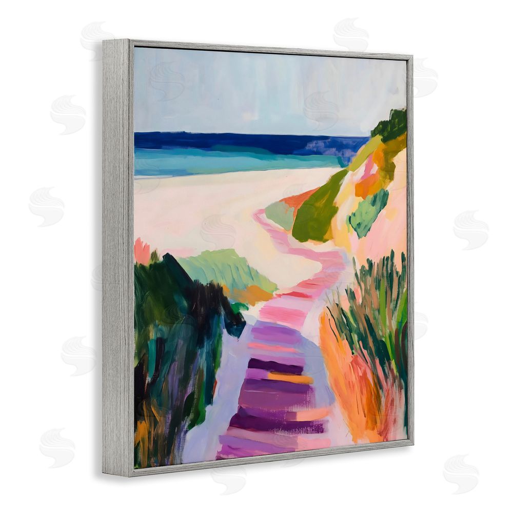 The Prints Vibe Pastel Beach Pathway to Shore Gray Framed Giclee Wall Art