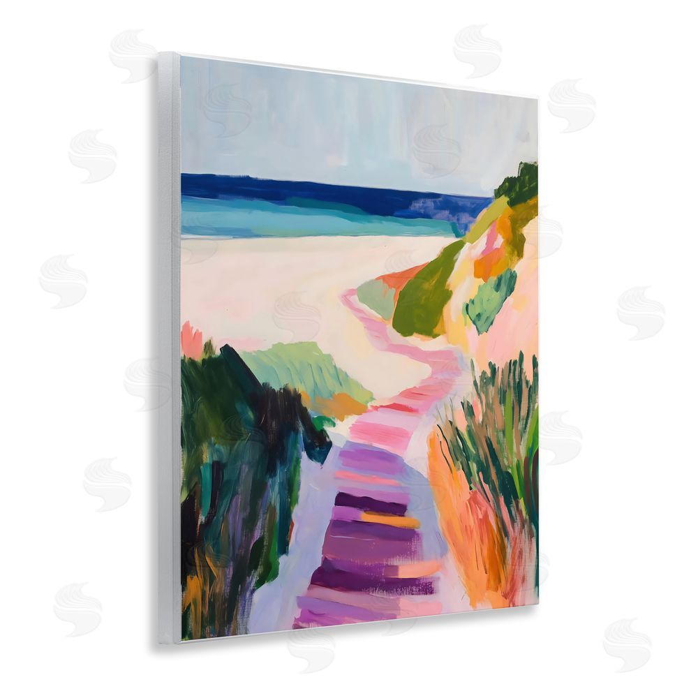 The Prints Vibe Pastel Beach Pathway to Shore Wall Plaque Home Decor Art Print