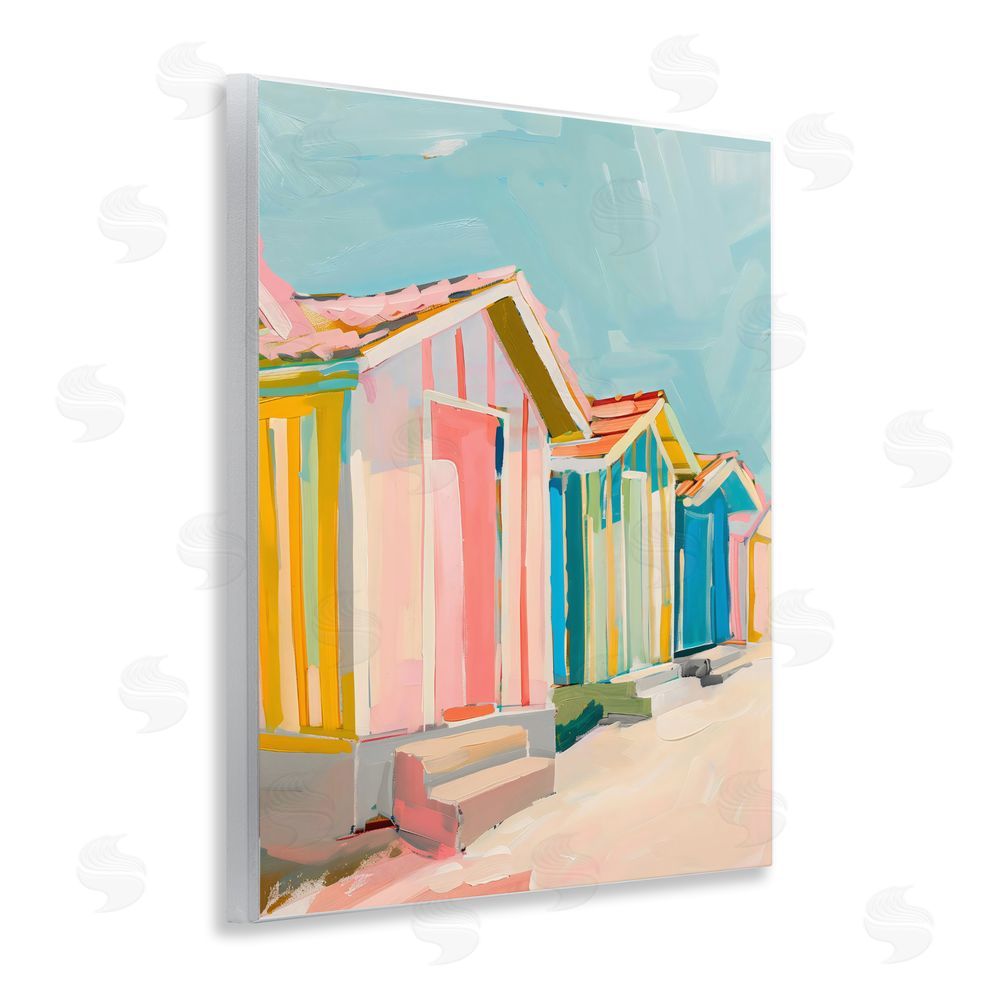 The Prints Vibe Striped Beach Bungalows Wall Plaque Printed Art