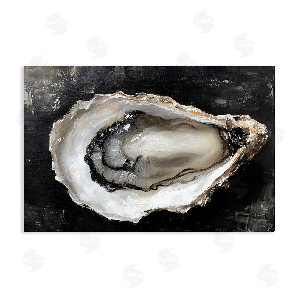 LSR Design Studio Black Oyster Pearlescent Shell Stretched Canvas Wall Art Print