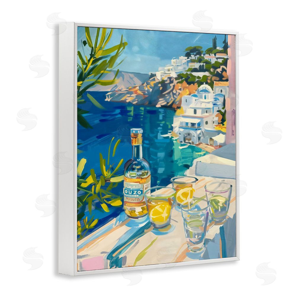 The Prints Vibe Drink By The Sea Balcony White Framed Giclee Wall Art Print