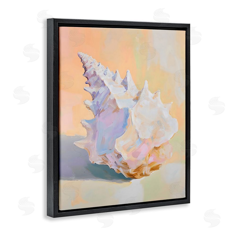 The Prints Vibe Vintage Shell in Pastel Light Black Floating Framed Canvas Wall Art Print