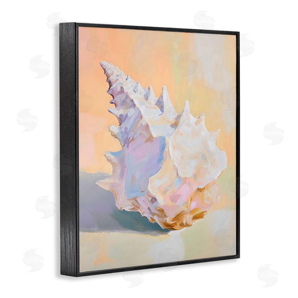 The Prints Vibe Vintage Shell in Pastel Light Black Framed Giclee Wall Art Print