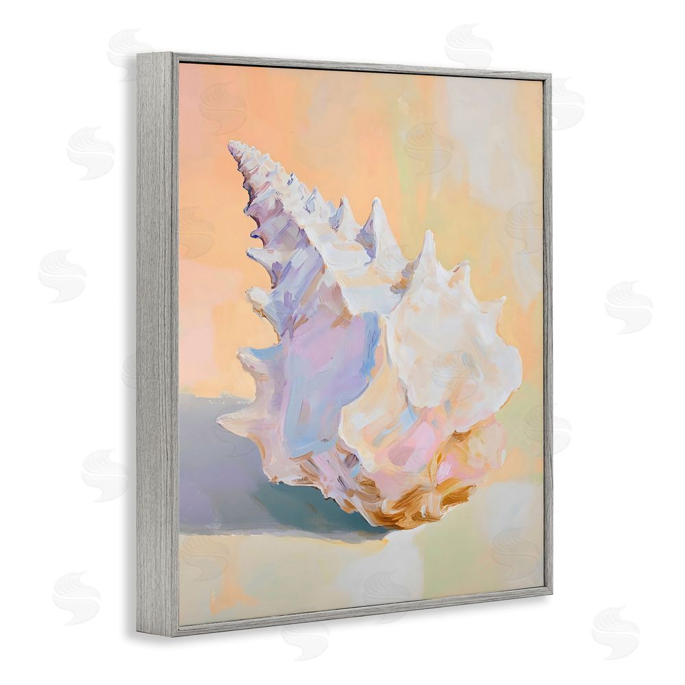 The Prints Vibe Vintage Shell in Pastel Light Gray Framed Giclee Wall Art Print