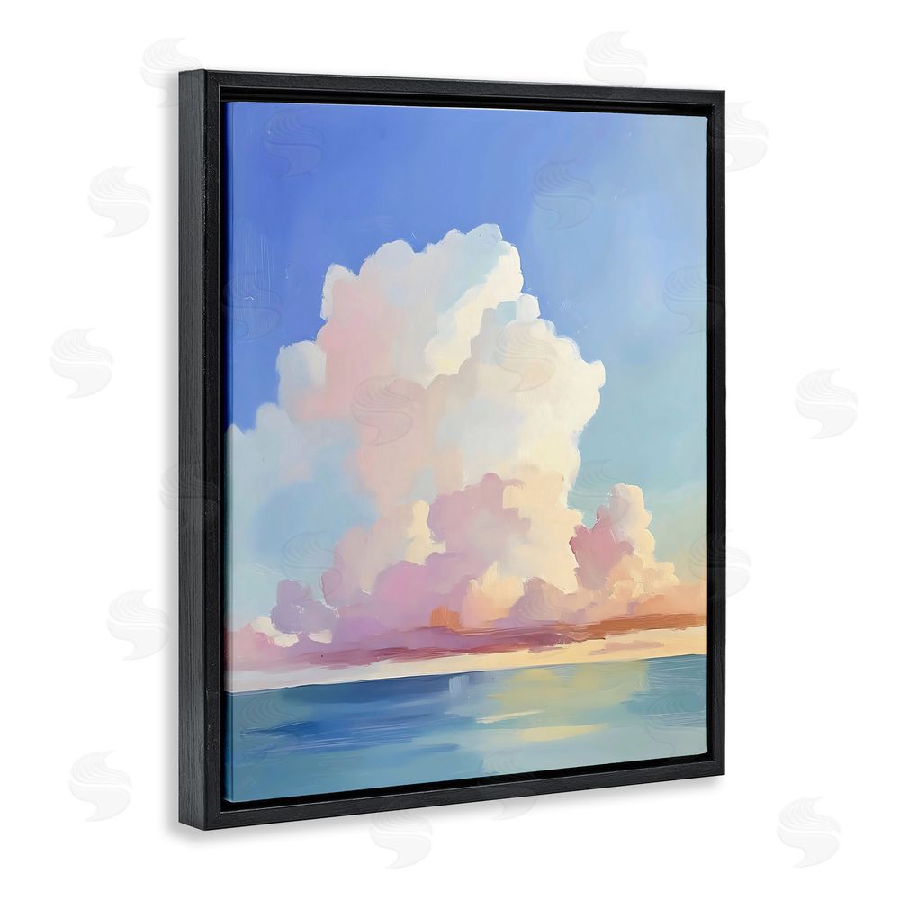 The Prints Vibe Dreamy Pastel Clouds over Sea Black Floating Frame Canvas Wall Art Print