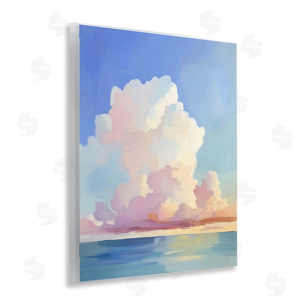 The Prints Vibe Dreamy Pastel Clouds over Sea Wall Plaque with Fixed Lithograph Print