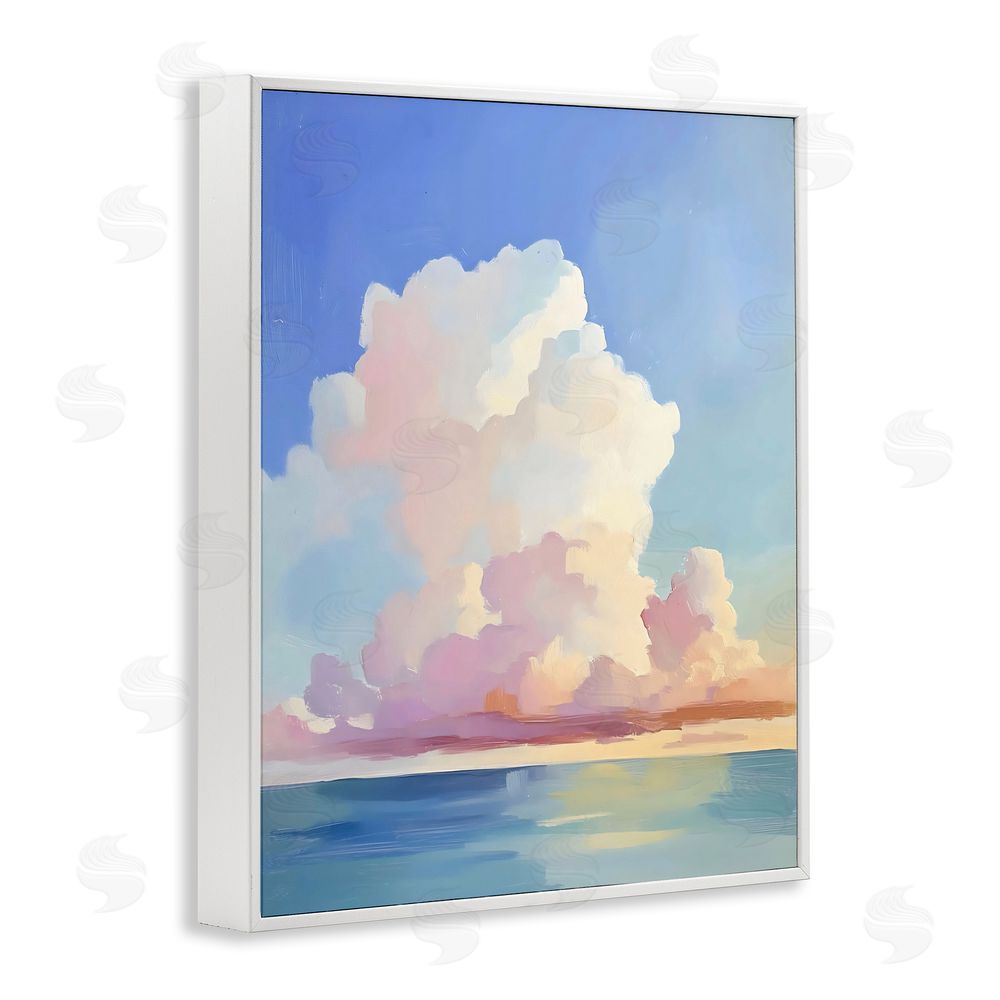 The Prints Vibe Dreamy Pastel Clouds over Sea White Framed Giclee Wall Art Print