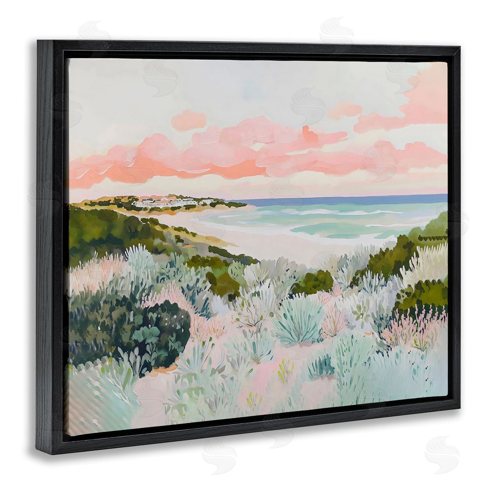 The Prints Vibe Beach Grasses & Pastel Skies Black Floating Frame Stretched Canvas Wall Art Print