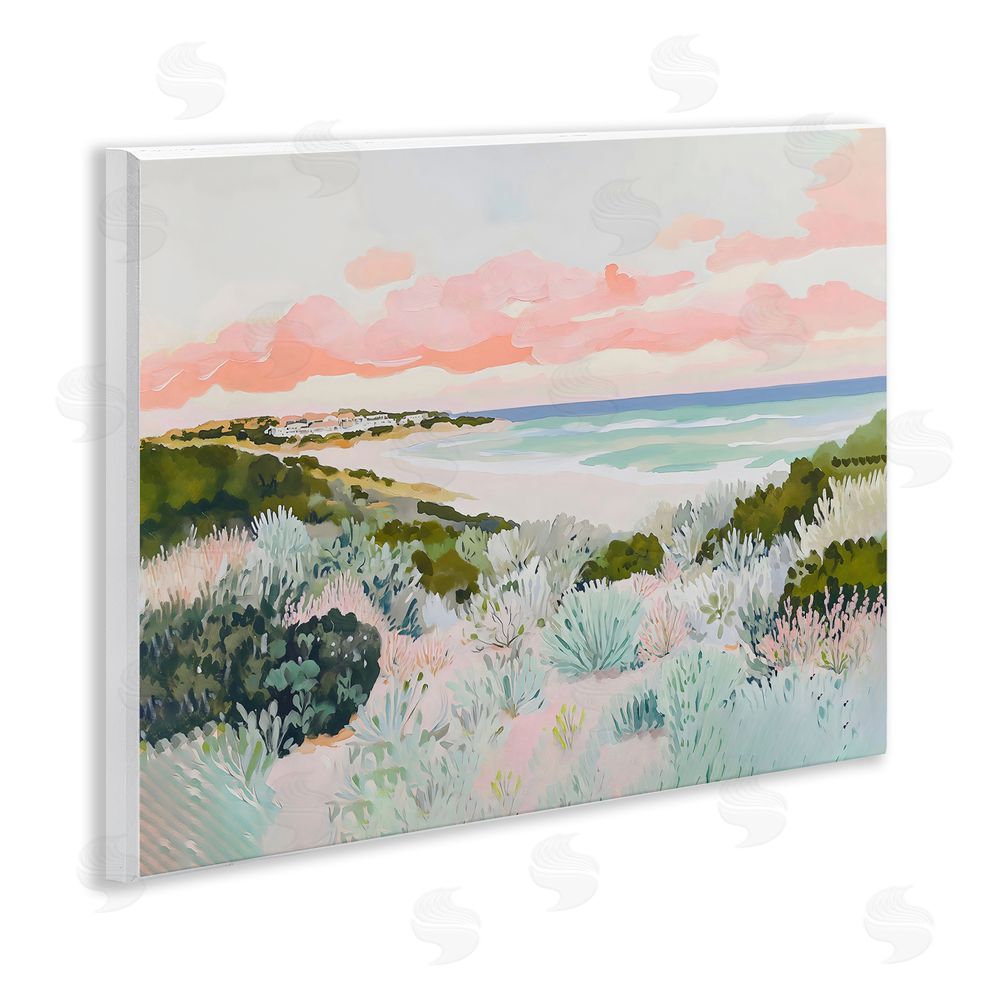 The Prints Vibe Beach Grasses & Pastel Skies Wall Plaque Art Print with White Foil Wrap
