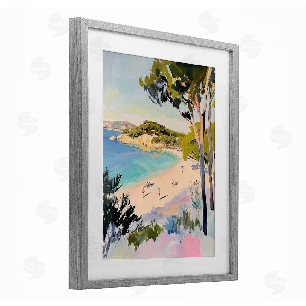 The Prints Vibe Amalfi Coast Beach Escape Gray Framed Print Under Glass with Matting Wall Art