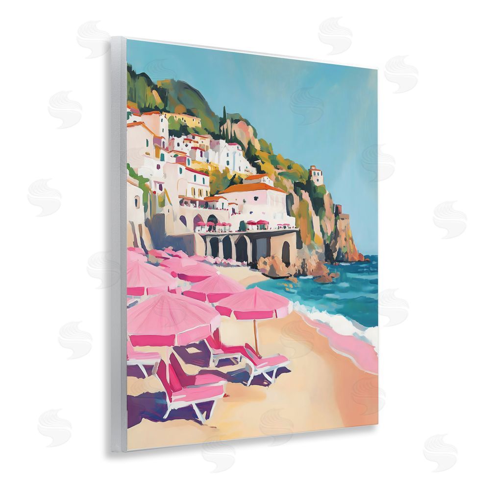 The Prints Vibe Pink Beach Chairs on Shoreline Wall Plaque Home Decor Art Print