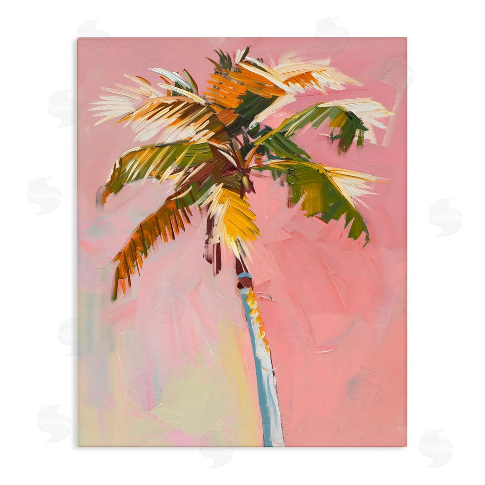 The Prints Vibe Pink Palm Summer Oasis Stretched Canvas Wall Art