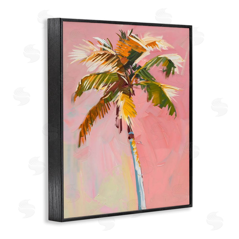 The Prints Vibe Pink Palm Summer Oasis Black Framed Giclee Wall Art