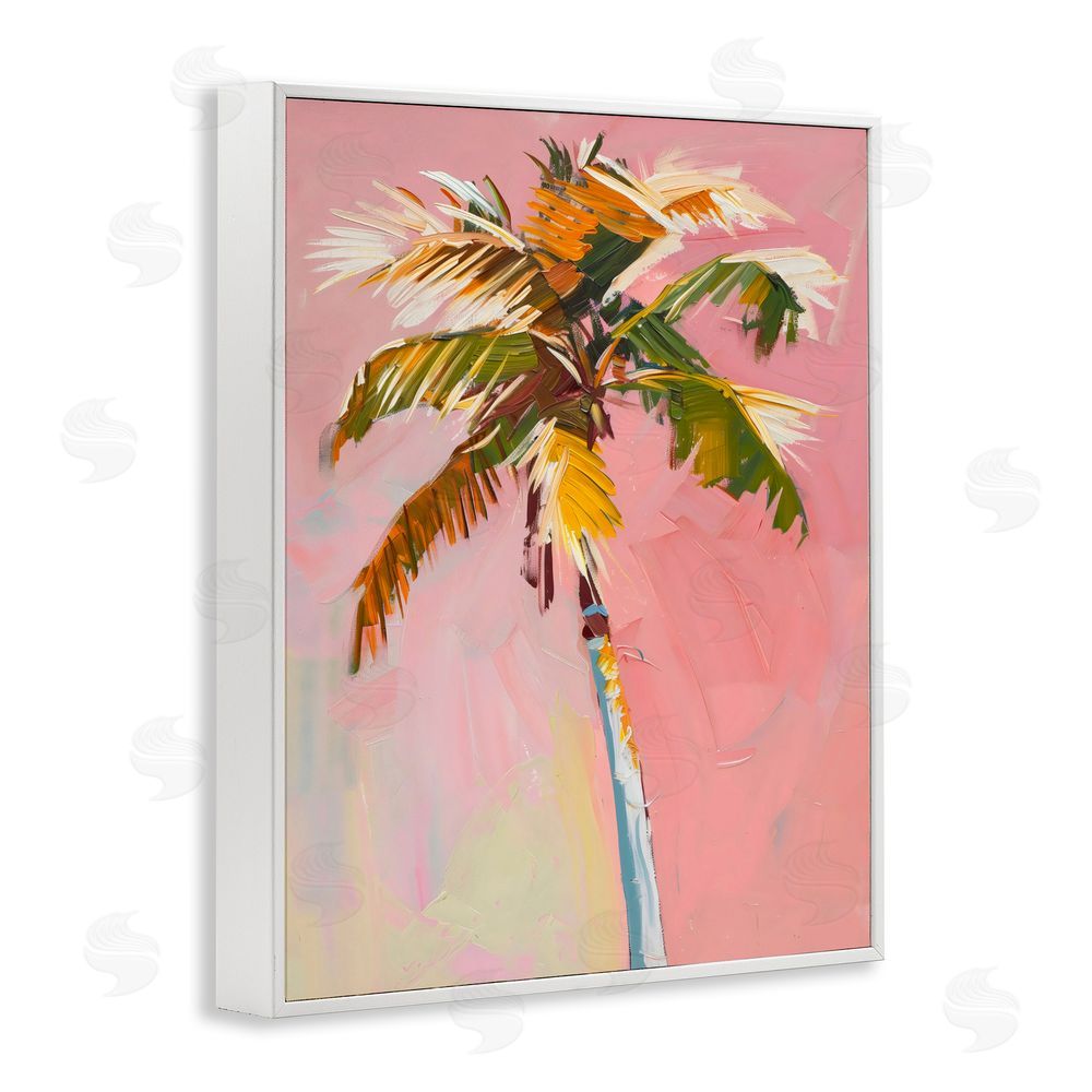 The Prints Vibe Pink Palm Summer Oasis White Framed Giclee Wall Art