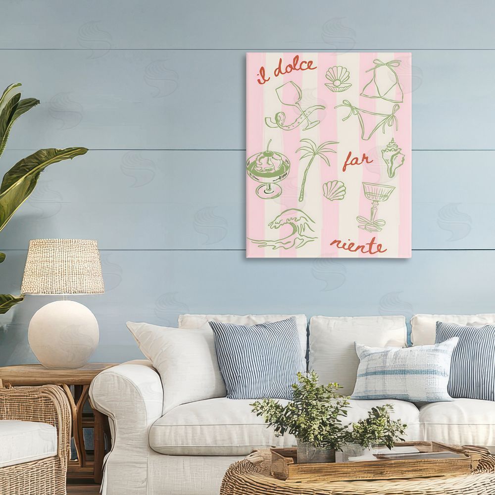 The Prints Vibe Il Dolce Far Niente Beach Saying Stretched Canvas Wall Art in Room