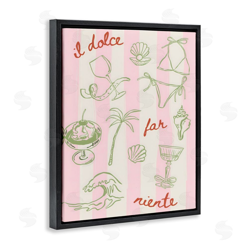The Prints Vibe Il Dolce Far Niente Beach Saying Black Floating Framed Canvas Wall Art