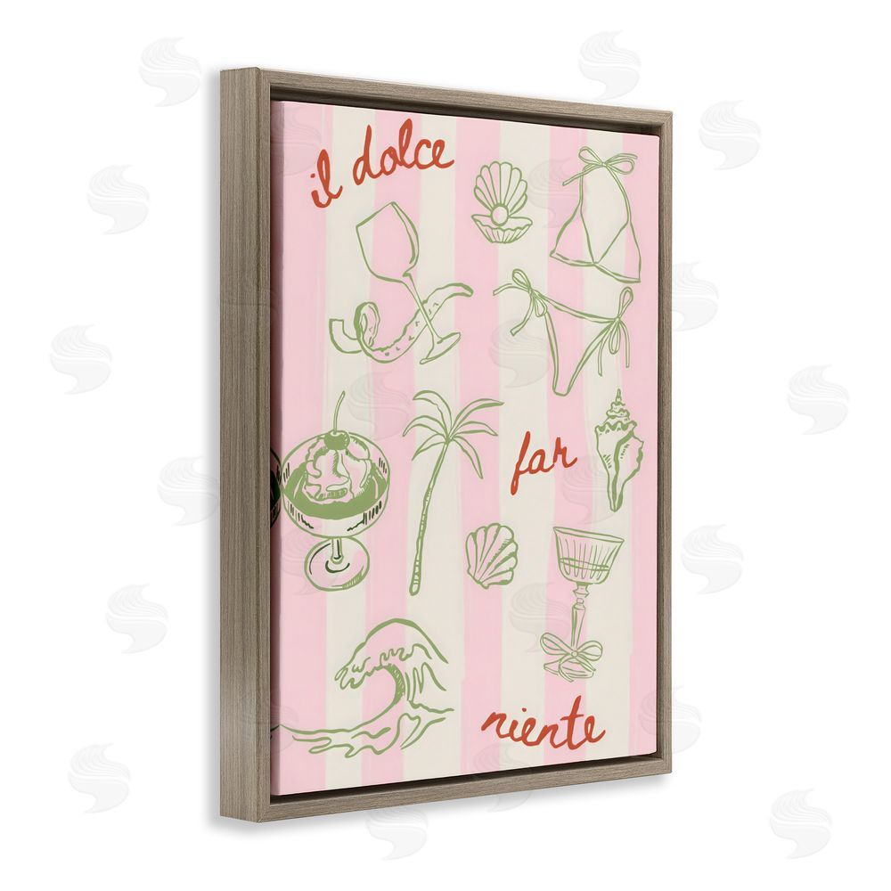 The Prints Vibe Il Dolce Far Niente Beach Saying Brown Floating Framed Canvas Wall Art