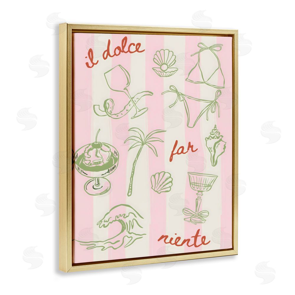 The Prints Vibe Il Dolce Far Niente Beach Saying Gold Floating Framed Canvas Wall Art