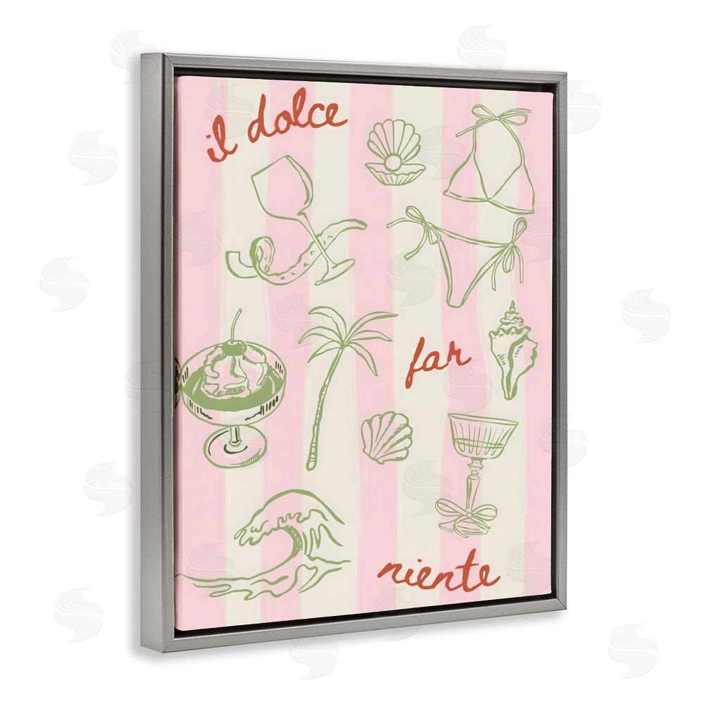 The Prints Vibe Il Dolce Far Niente Beach Saying Gray Floating Framed Canvas Wall Art